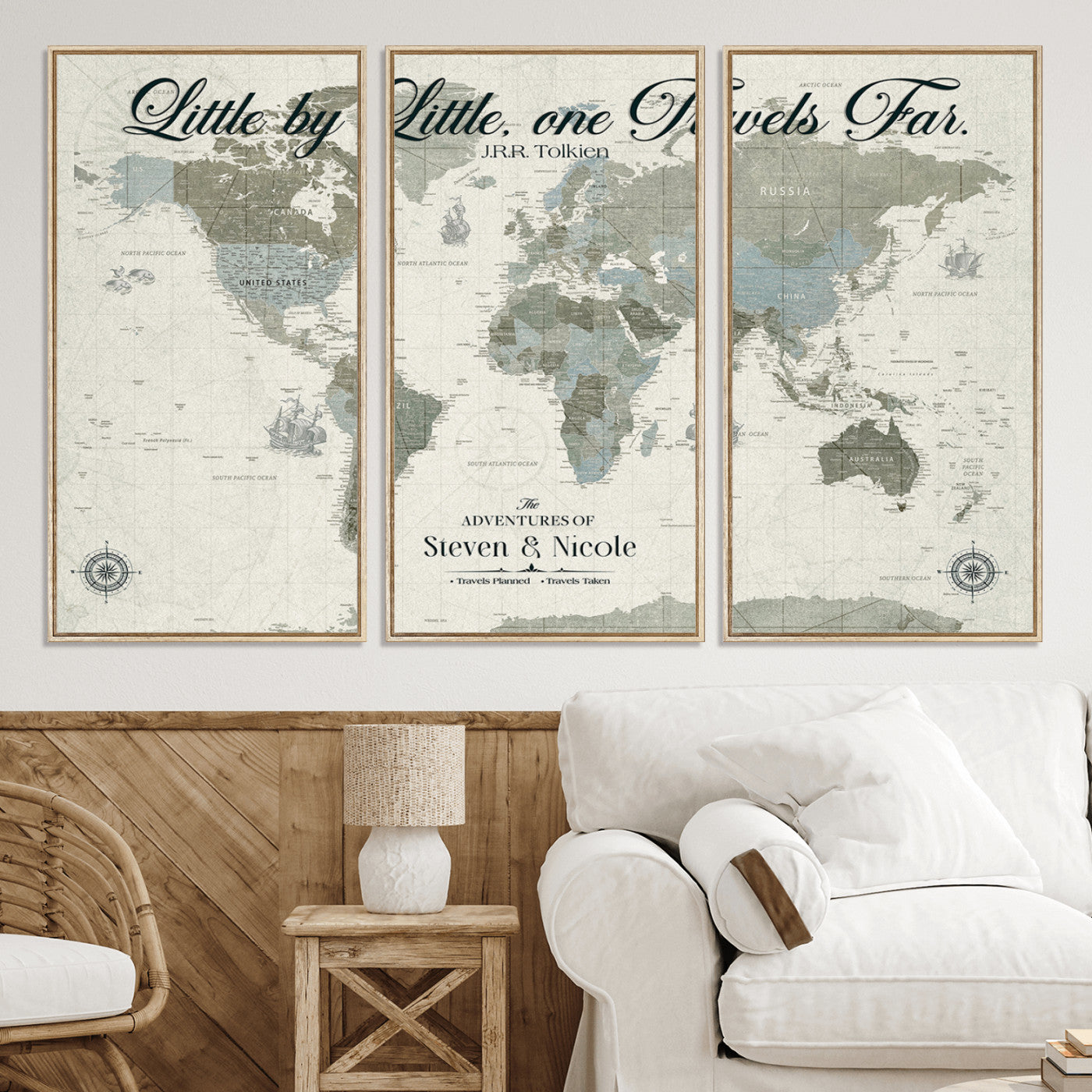 -Personalized Push Pin World Map Canvas – Custom Framed Travel Tracker Wall Art, Large Adventure Map with Pins for Home, Office