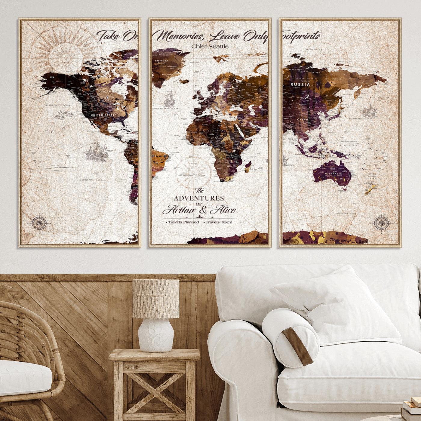 -Personalized World Map Canvas – Custom Framed Push Pin Travel Tracker, Elegant Wall Art Gift for Couples for Home, Office