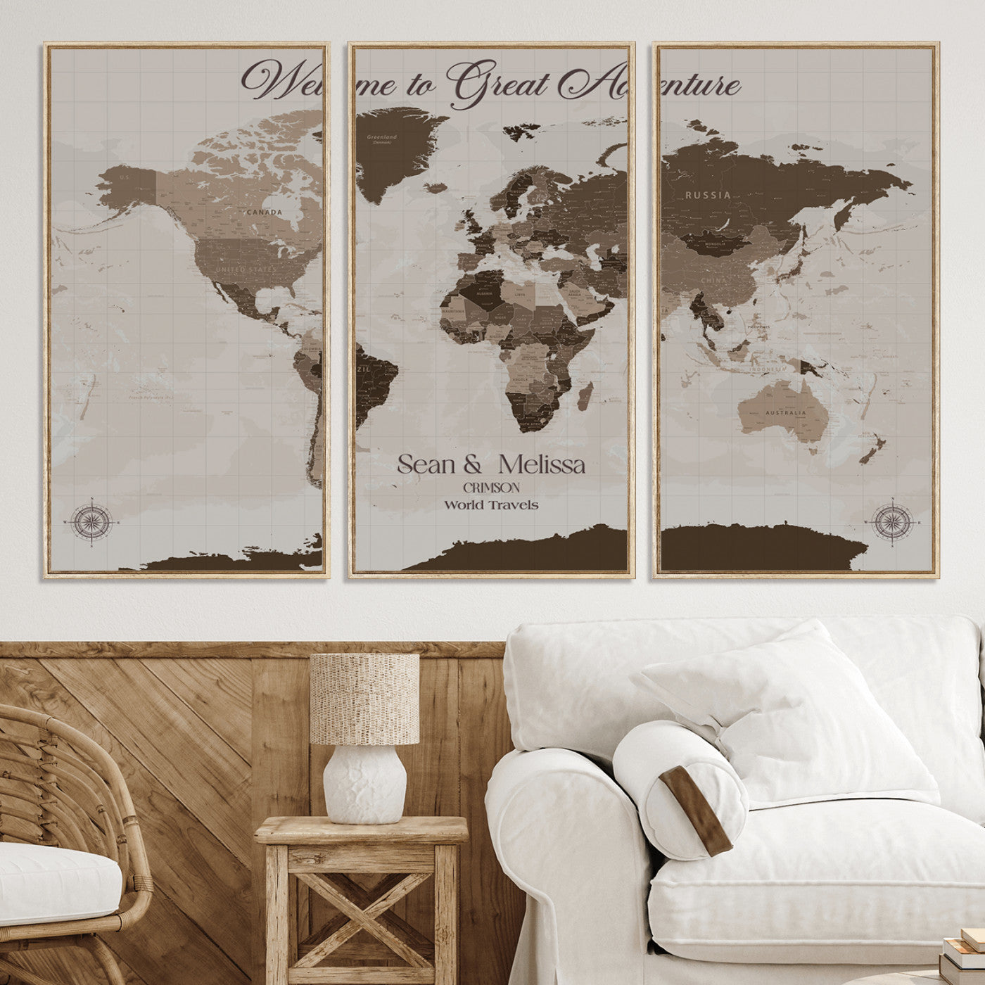 -Personalized World Map Canvas Custom Framed Push Pin Travel Tracker Modern Minimalist Wall Art Gift Couples for Home, Office