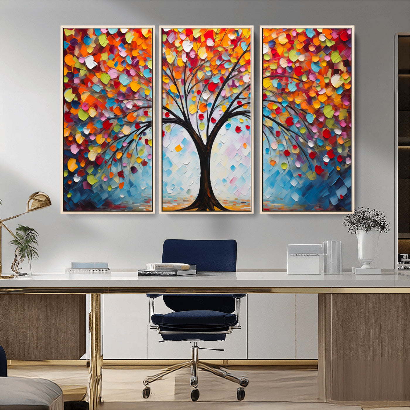 HS2447-MGV-CV-36X24-Vibrant Tree of Life Canvas Wall Art – Colorful Abstract Nature in Modern Decor - Ready to Hang