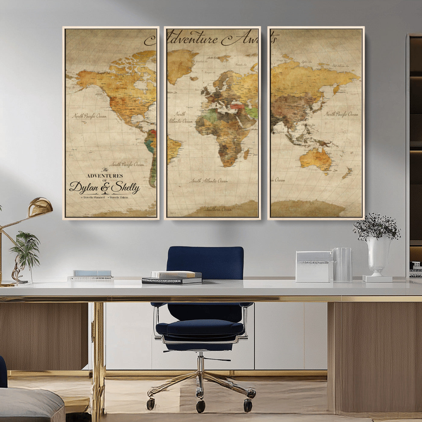 50298017-MGV-CV-36X24-Personalized World Map Canvas – Custom Framed Push Pin Travel Map Wall Art, Vintage Style Gift for Couples and Travelers