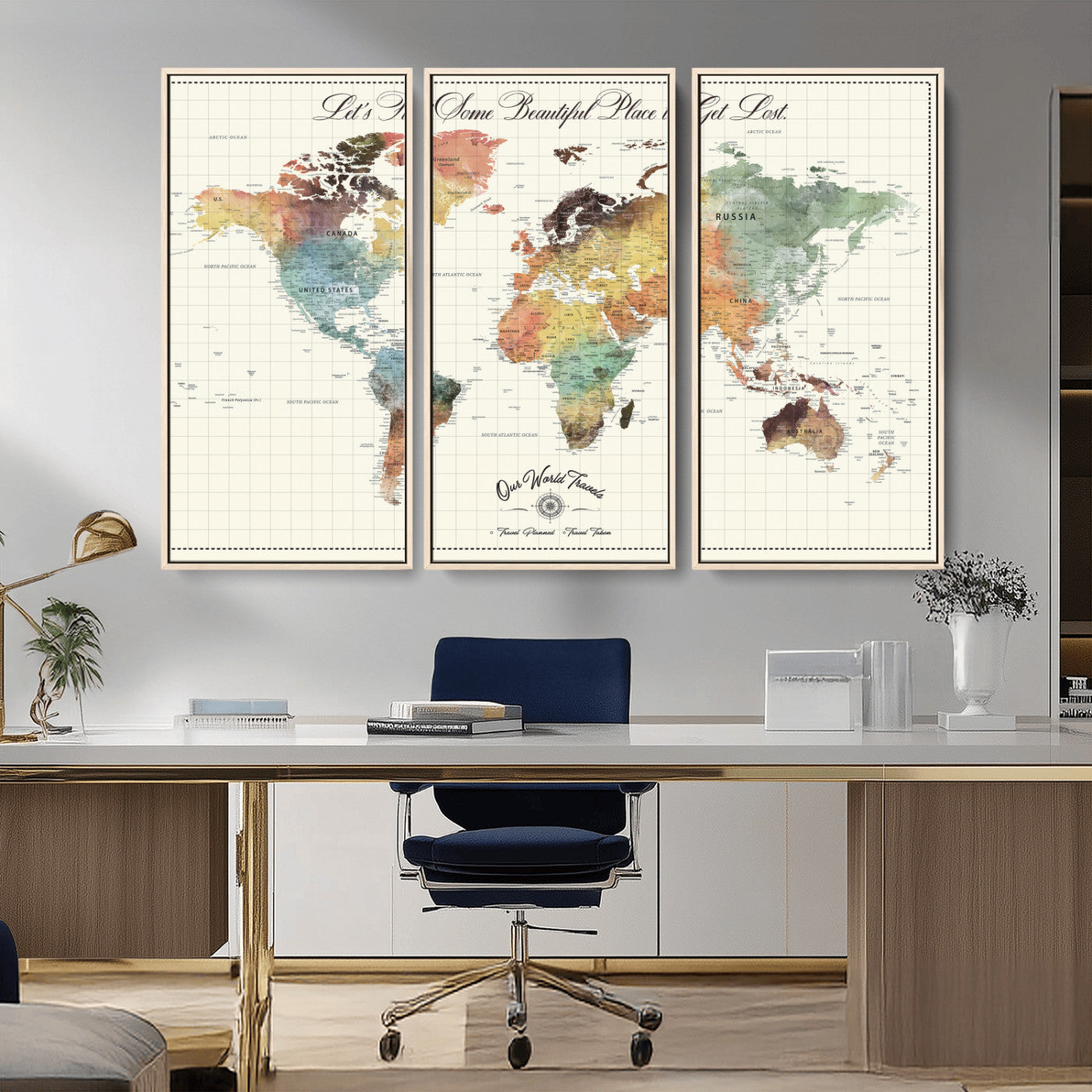 -Personalized Push Pin World Map Canvas Print – Custom Adventure Travel Tracker Map, Framed Wall Art Gift for Couples or Family