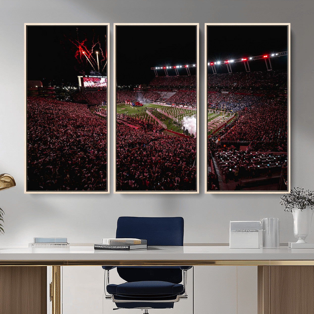 60690191-MGV-FC-48X32-3P - William Brice Stadium Wall Art Print – Baseball Game Room Artwork Print for Basement Dorm, Home, Office