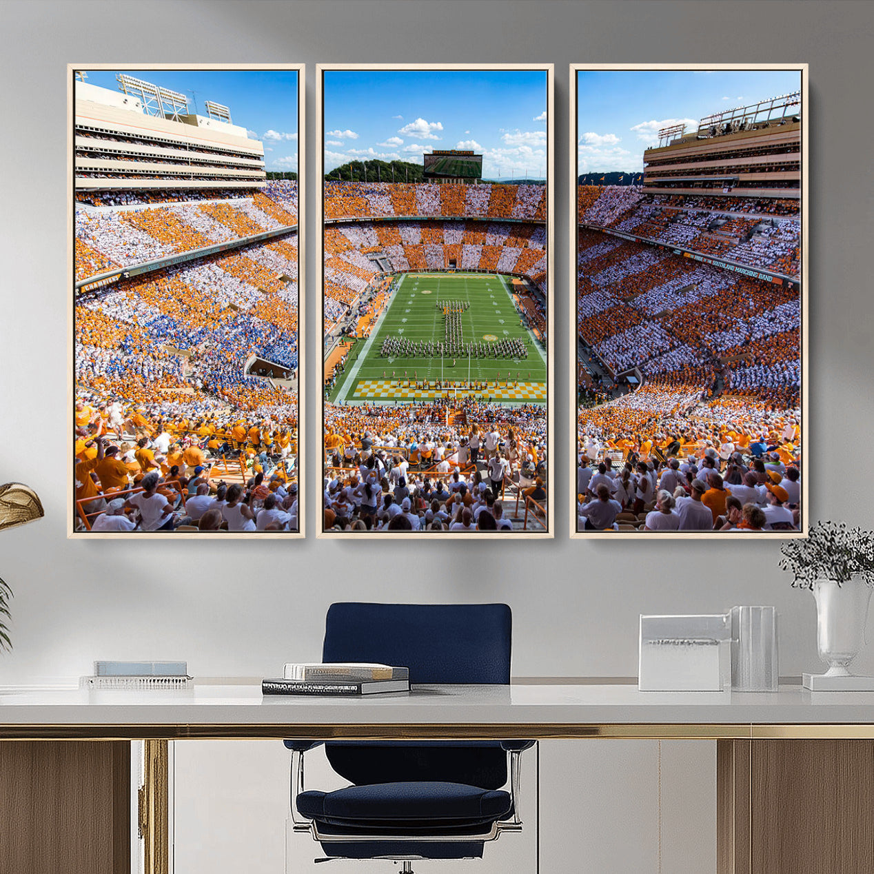77097951-MGV-FC-48X32-3P - Tennessee Neyland Stadium Wall Art, Sports Arena Canvas Print, Panoramic Stadium Canvas Artwork for Home, Office