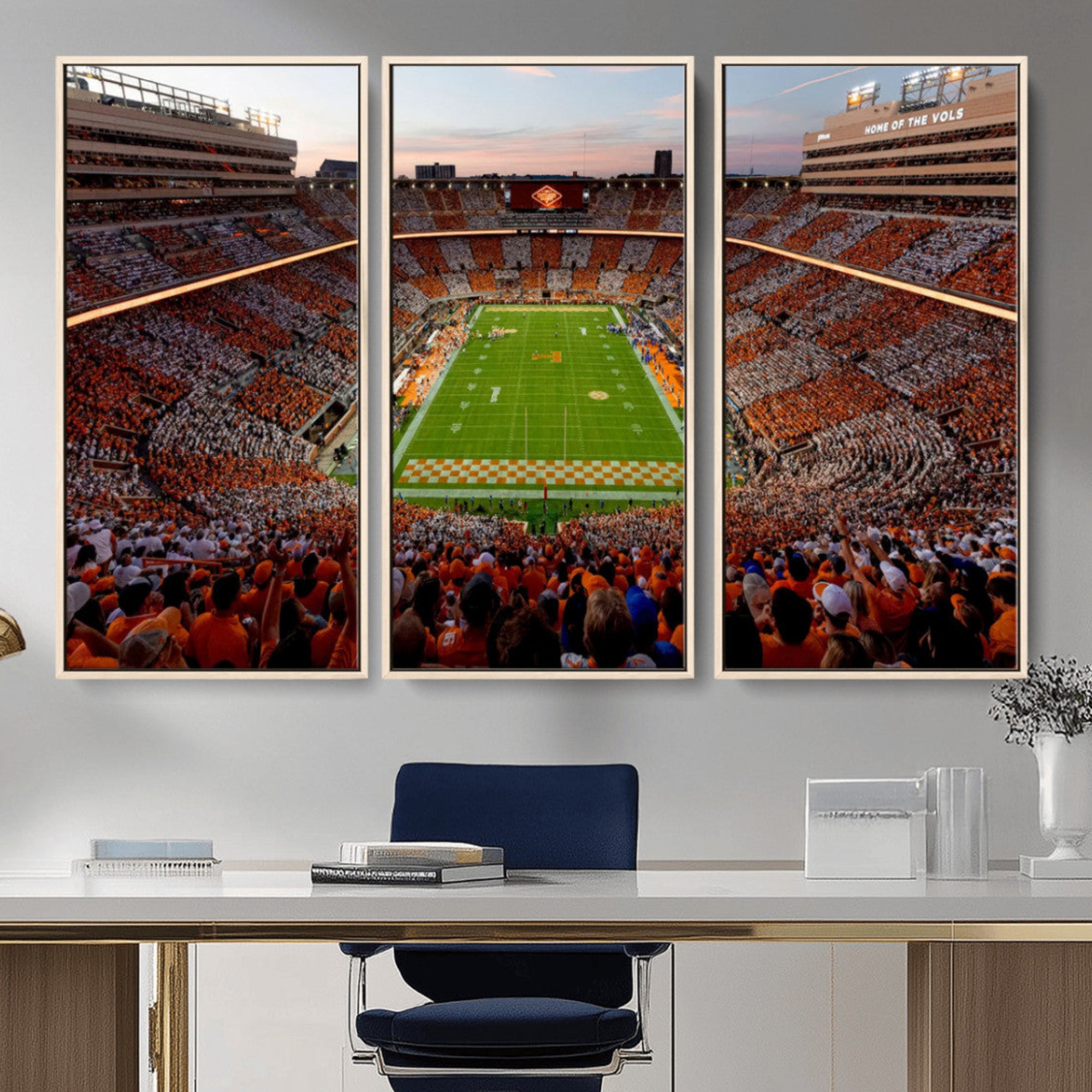 37160229-MGV-CV-48X32-3P-Tennessee Neyland Stadium Wall Art Print, Sports Arena Canvas Wall Art, Panoramic Stadium Canvas Print, Modern Athletic Field Art Printing