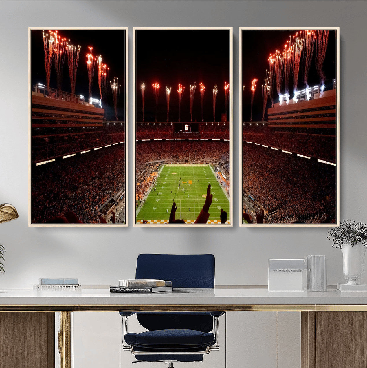 73358115-MGV-FC-48X32-3P - Tennessee Neyland Stadium Wall Art, Sports Arena Canvas Print, Panoramic Stadium Canvas Artwork for Home, Office