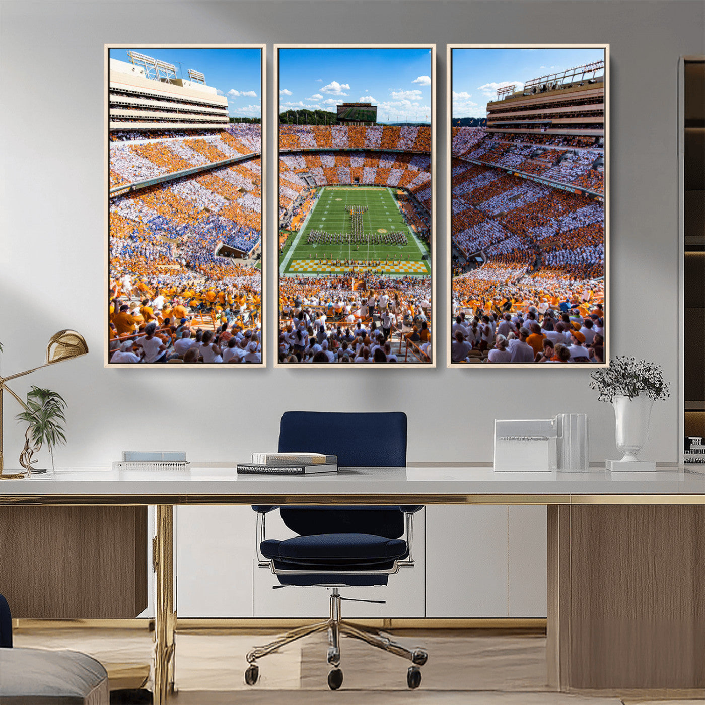 64238859-MGV-CV-48X32-3P-Tennessee Neyland Stadium Wall Art, Sports Arena Canvas Print, Panoramic Stadium Artwork for Home, Office