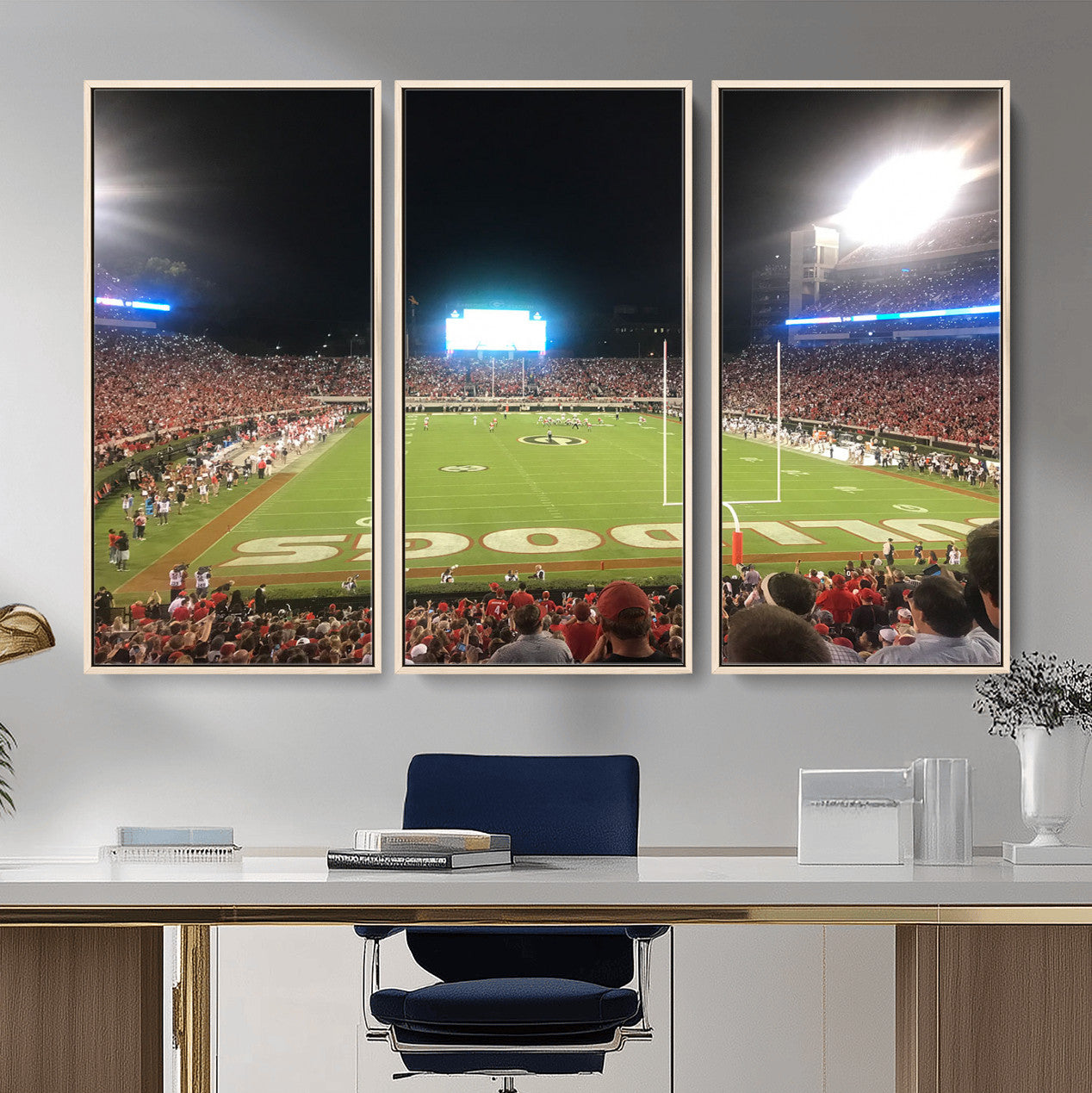 16230786-MGV-FC-48X32-3P - Dooley Stadium Wall Art, Sports Arena Panoramic Canvas Print, Modern Stadium Landscape Artwork for Home, Office