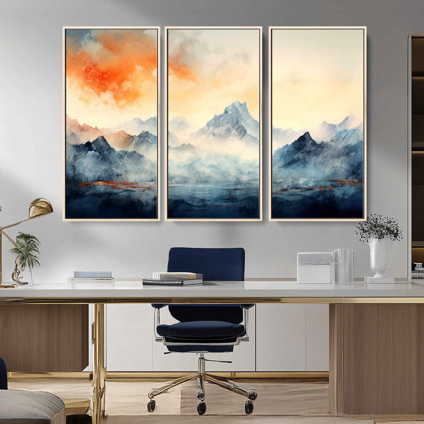 WRM1005-MGV-CV-36X24-Warm Clouds Abstract Mountain Wall Art Canvas Print