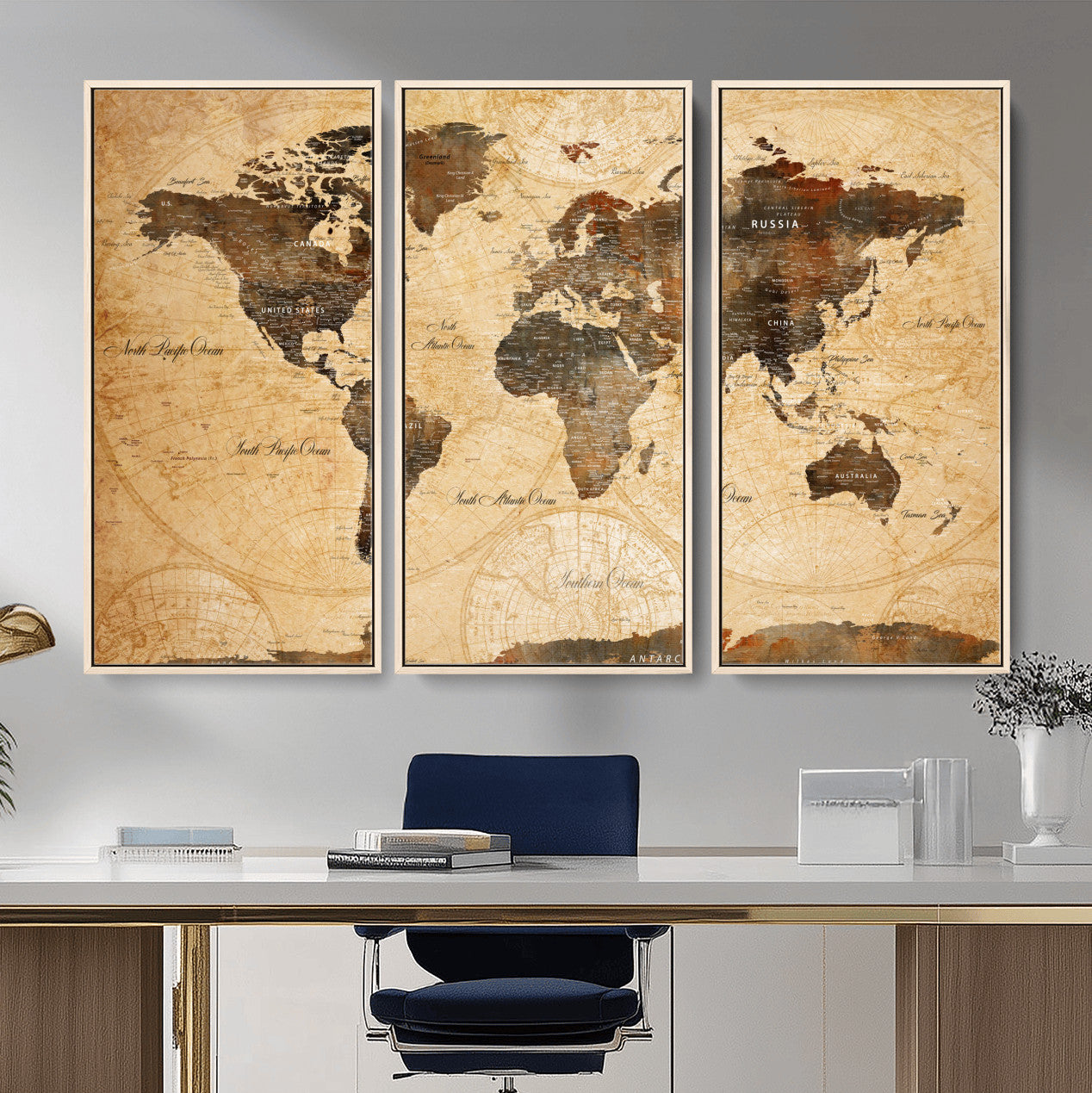 14542905-MGV-FC-48X32-3P - Push Pin World Map Canvas Print – Travel Tracker Wall Art for Couples, Perfect Anniversary Gift for Home or Office Decor