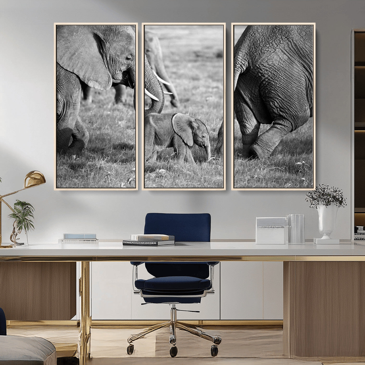 95787-MGV-FC-48X32-3P_Natural-Wild Elephant Wall Art Canvas Print