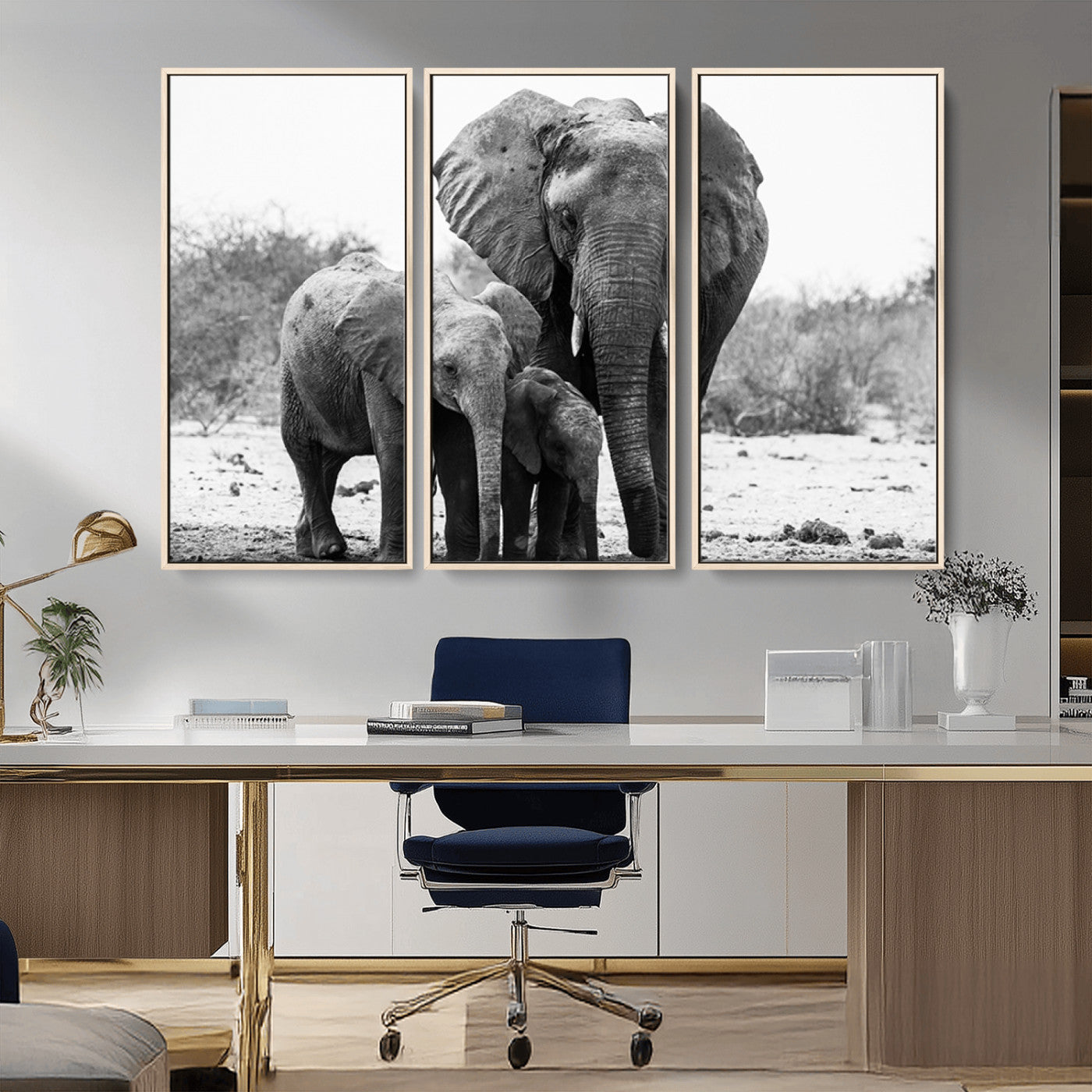 -Elephant Family Africa Wall Art Canvas Print