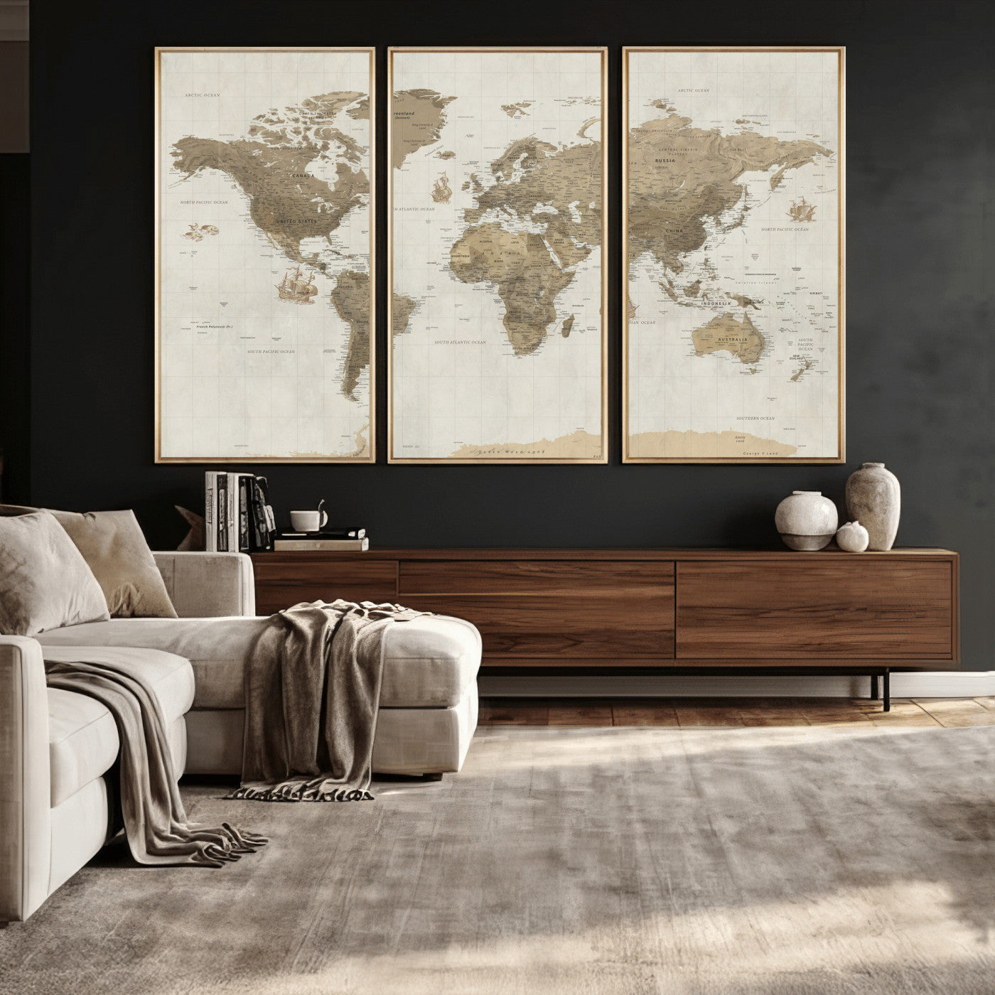 28283260-MGV-CV-36X24 - World Map Wall Art Canvas Print, Modern Decorative Framed Map Artwork Prints for Living Room, Office, Bedroom Wall Decor