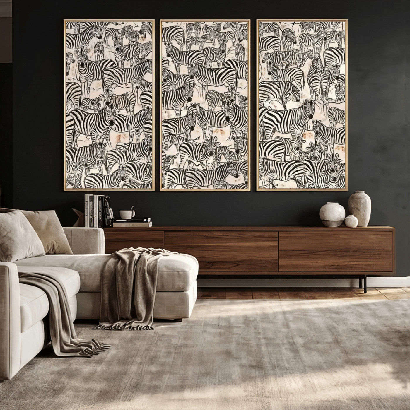 76453377-MGV-CV-36X24 - Farmhouse Animals Wall Art Canvas Print - Abstract Farm Animal Drawing Mid-Century Wall Art for Cabin Decor