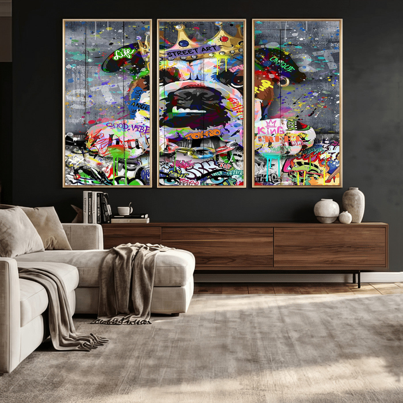 45209731-MGV-CV-36X24 - Dog Wall Decor for Teen Bedroom Decor - Graffiti Animal Canvas Wall Art for Teen Room Decor - Abstract Wall Painting Ready to Hang