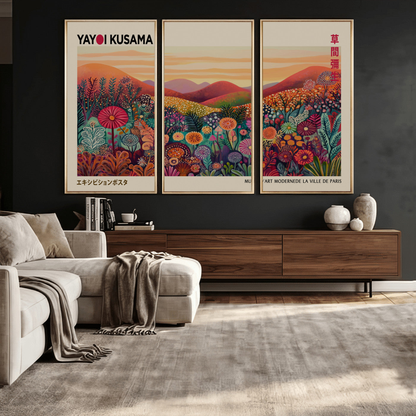 536X9-MGV-CV-36X24 - Yayoi Kusama Colorful Landscape Wall Art Canvas Print – Japanese Contemporary Exhibition Poster Artwork Print