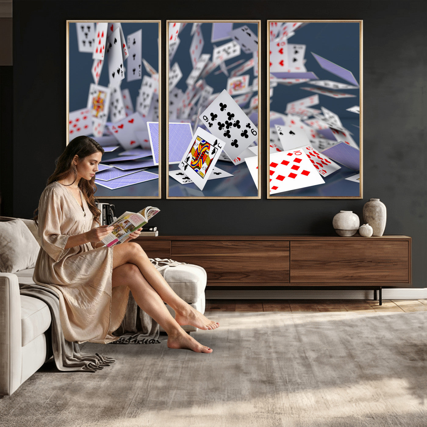 66392185-MGV-CV-36X24 - Playing Cards Canvas Wall Art | Casino Game Room Decor, Poker Decor Art