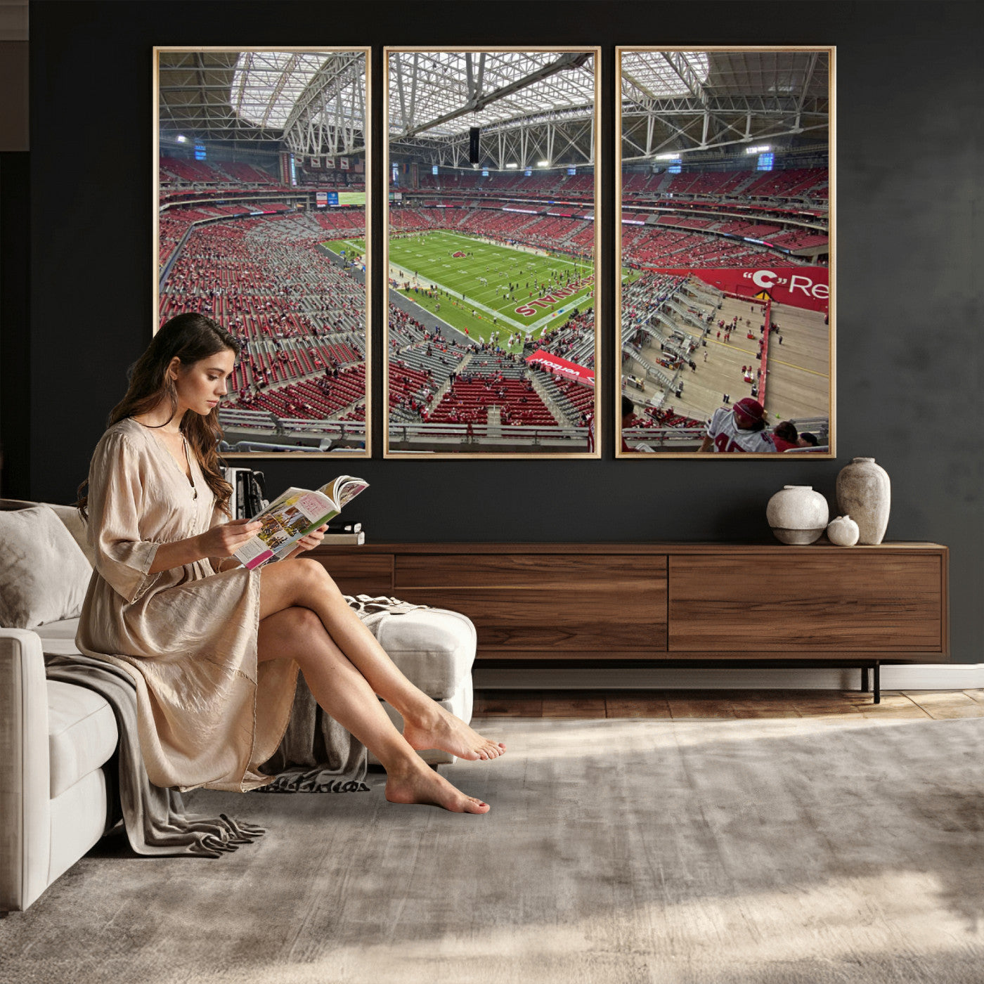30579717-MGV-CV-36X24 - State Farm Stadium Canvas Wall Art, Arizona Cardinals Football Stadium Print, Glendale NFL Arena Panorama Artwork