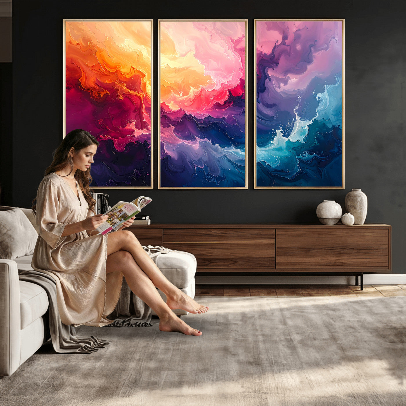 16157633-MGV-CV-36X24 - Large Colorful Abstract Canvas Wall Art Print, Vibrant Popup Color Art Print