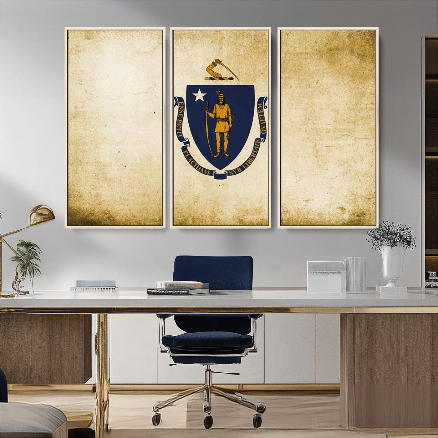 -Massachusetts Flag Wall Art Canvas Print