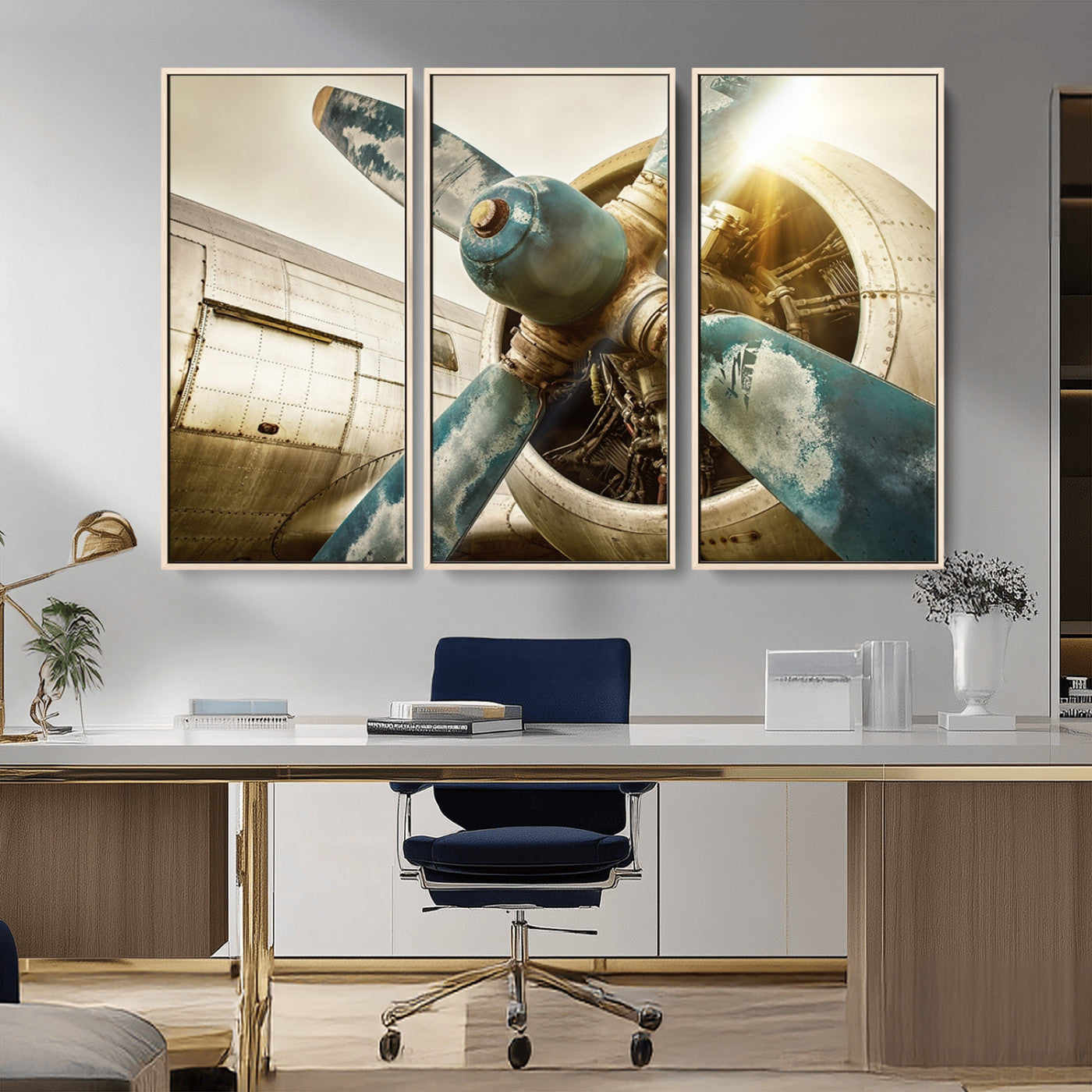 14106-MGV-FC-48X32-3P_Natural-Vintage Airplane Canvas Print