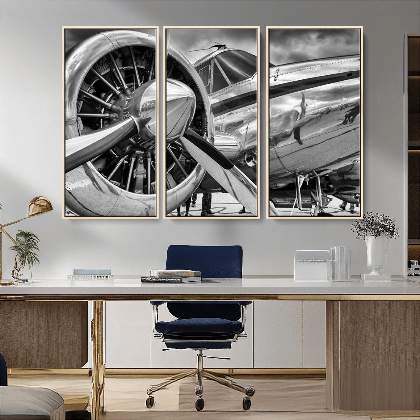 40672-MGV-FC-48X32-3P_Natural-Vintage Antique Airplane Wall Art Canvas Print