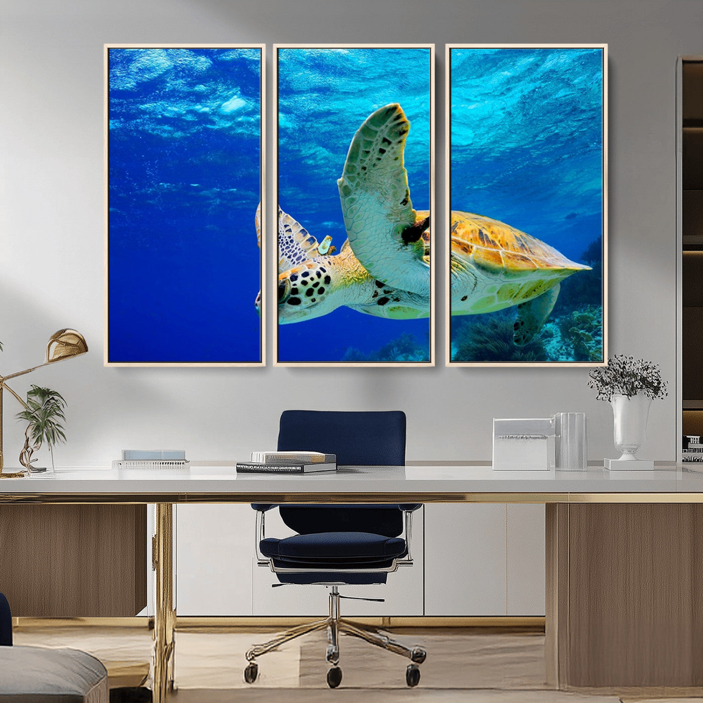16292-MGV-CV-36X24-Sea Turtle Wall Art Canvas Print, Sea life in the Ocean Wall Art Printing
