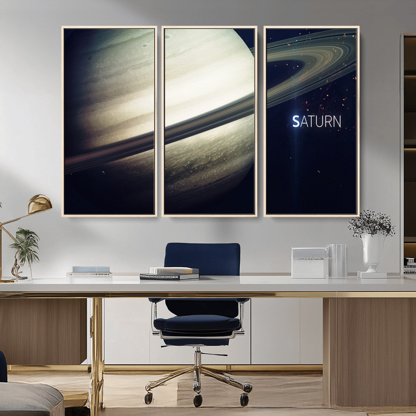 -Framed Saturn Wall Art Canvas Print