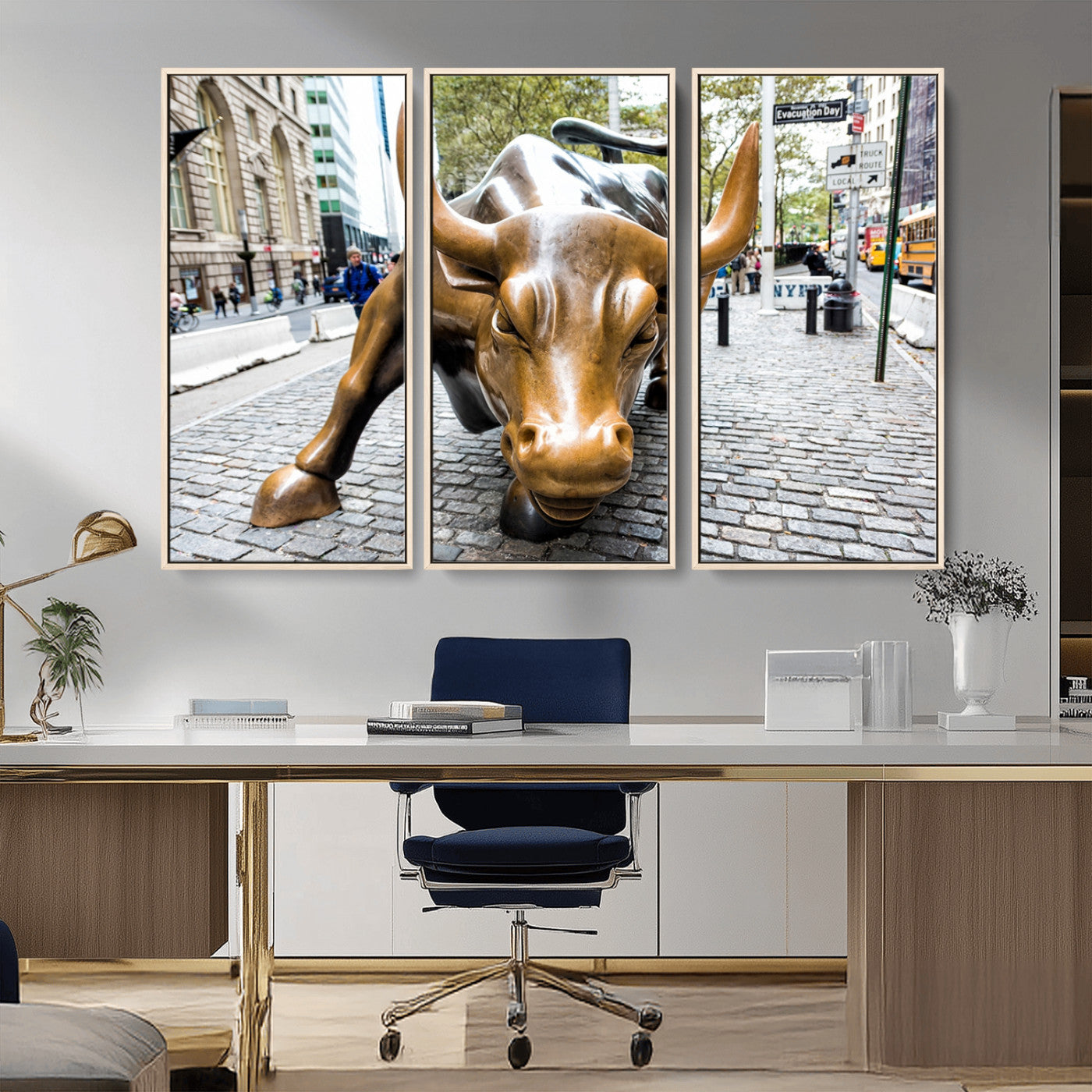 -Charging Bull Wall Art Canvas Print