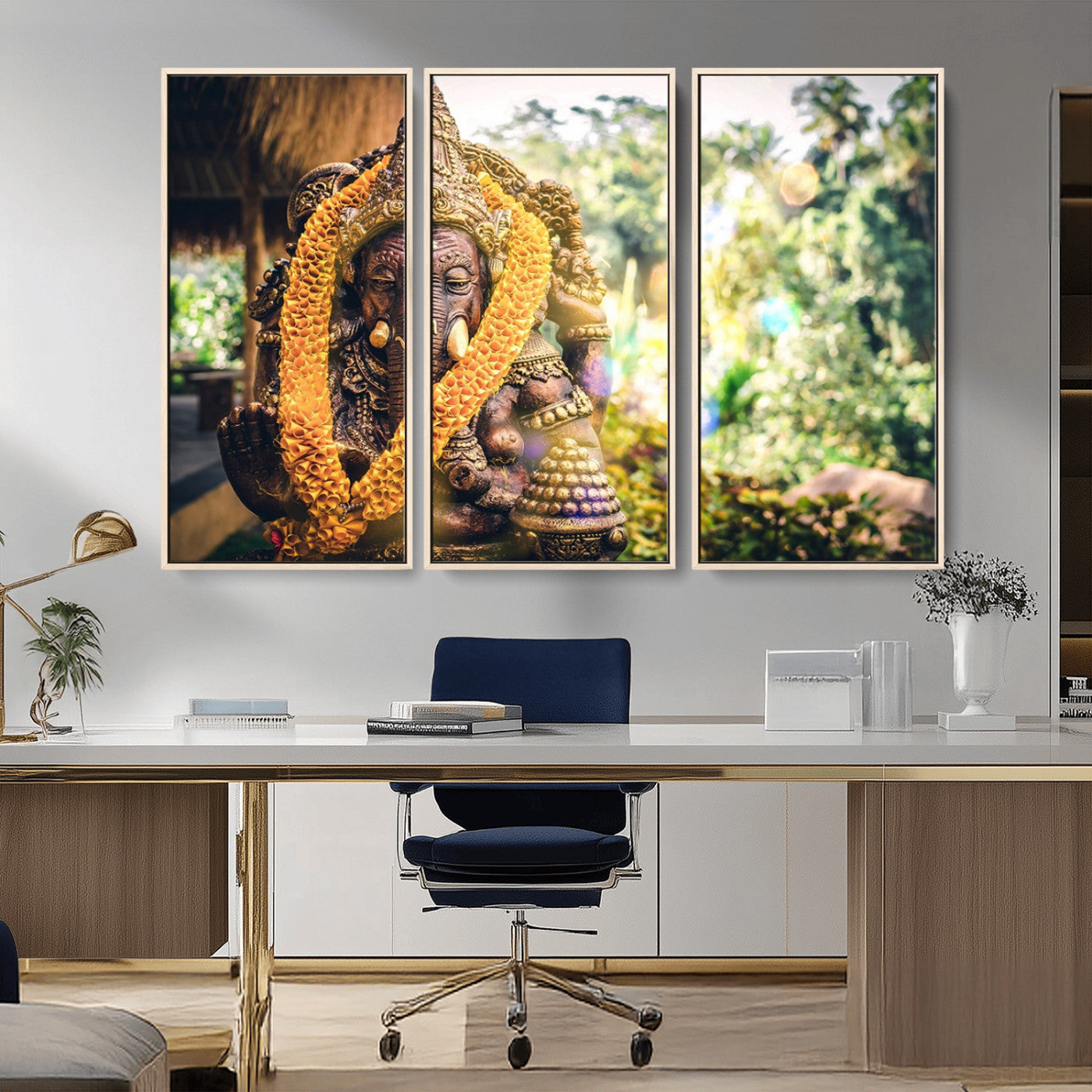 42278-MGV-FC-48X32-3P_Natural-Hinduism Statue Wall Art Canvas Print
