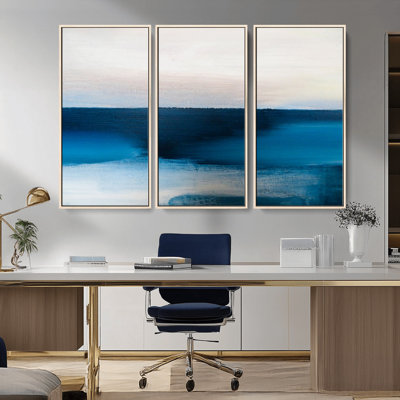 72452-MGV-CV-36X24-Dark Blue Abstract Wall Art Canvas Print