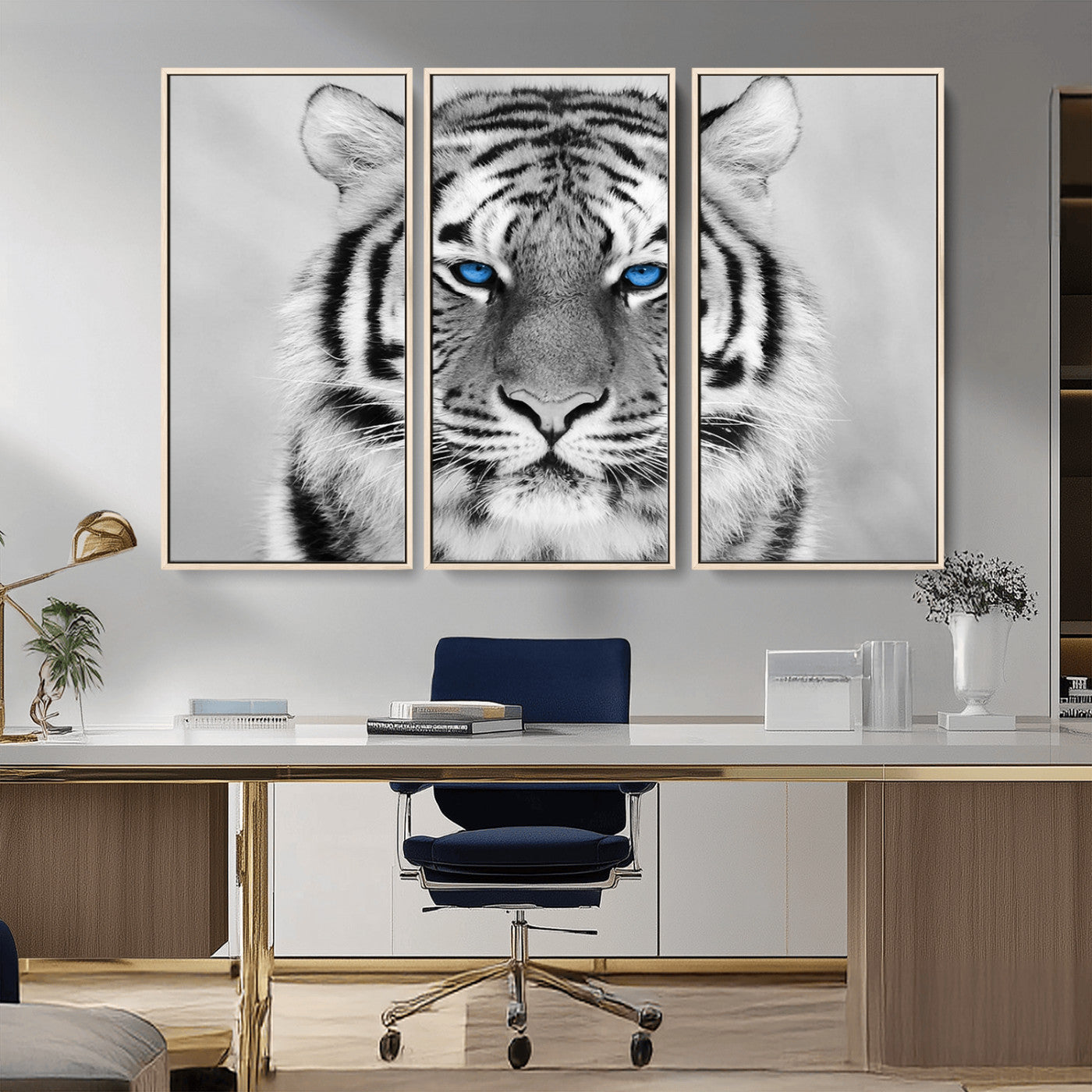 -Black and White Tiger Wall Art Animal Canvas Print