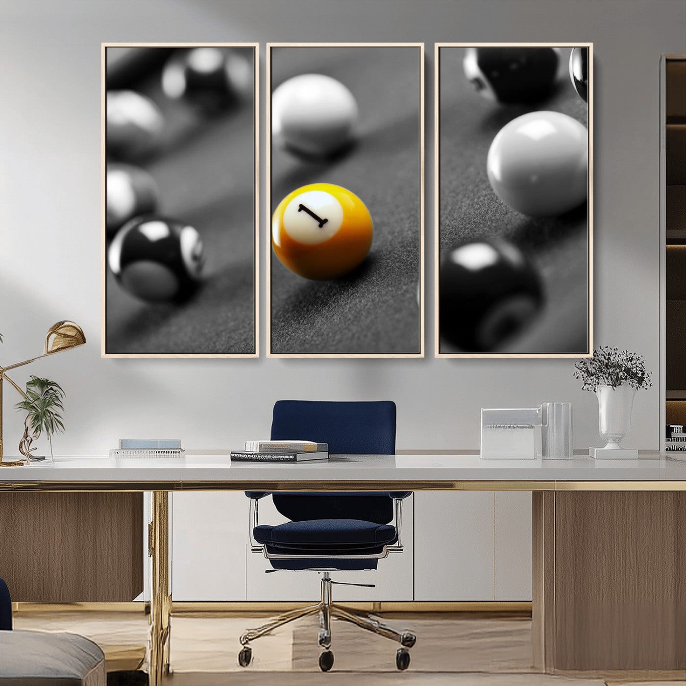 -Wall Art Pool Table and Balls Canvas Print