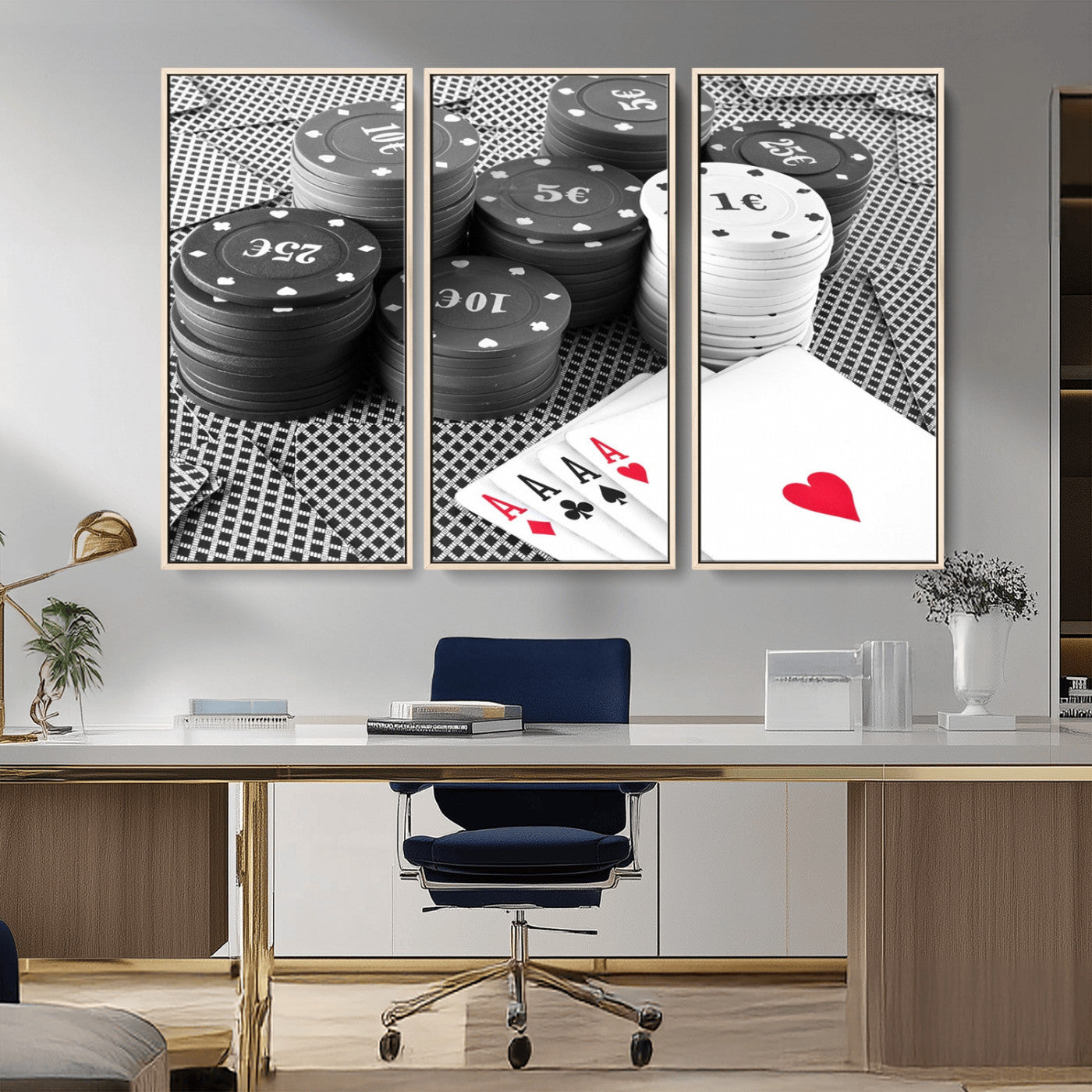 -Poker Game Cards Wall Art Canvas, Multi Panel Wall Art Canvas Print