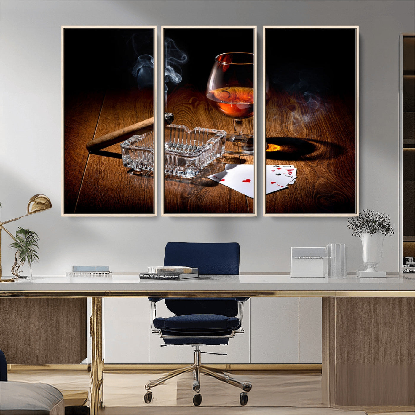 -Whiskey Cigar Wall Art Canvas Print Kitchen Wall