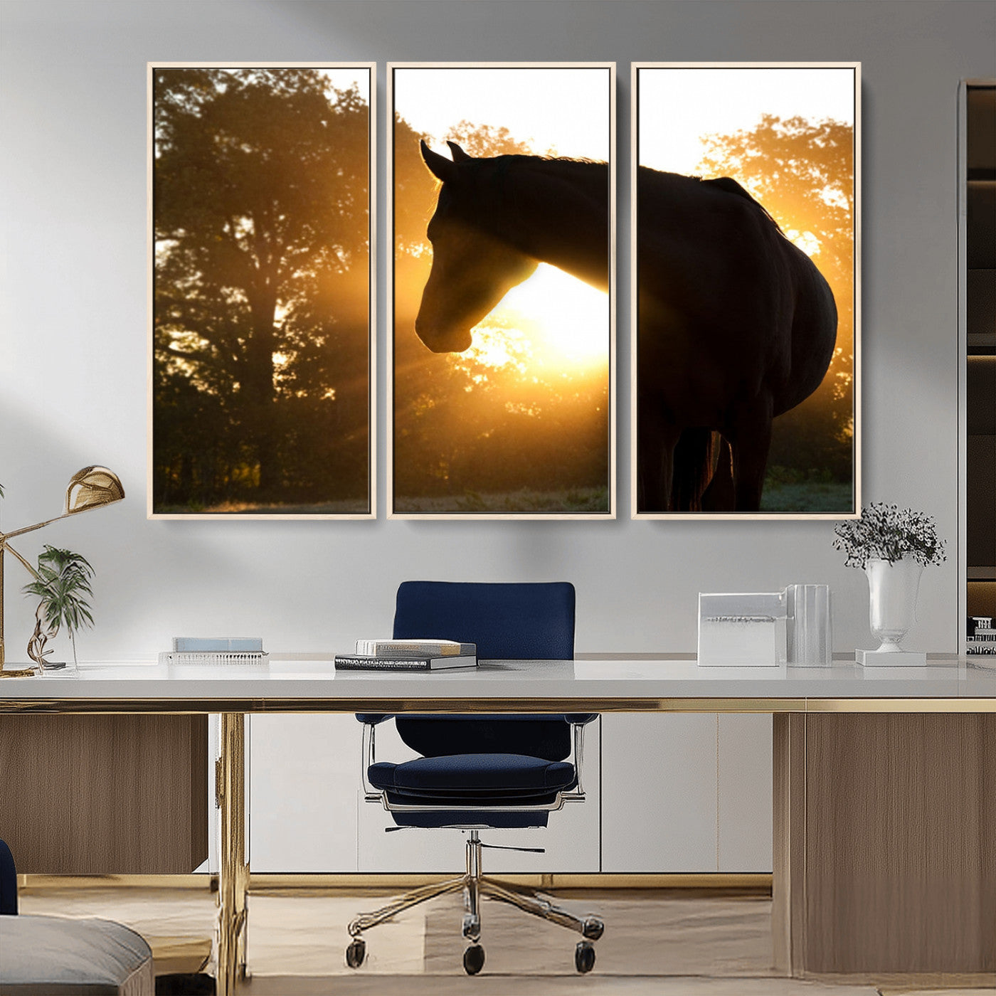 -Horse at Sunset Wall Art Animal Canvas Print