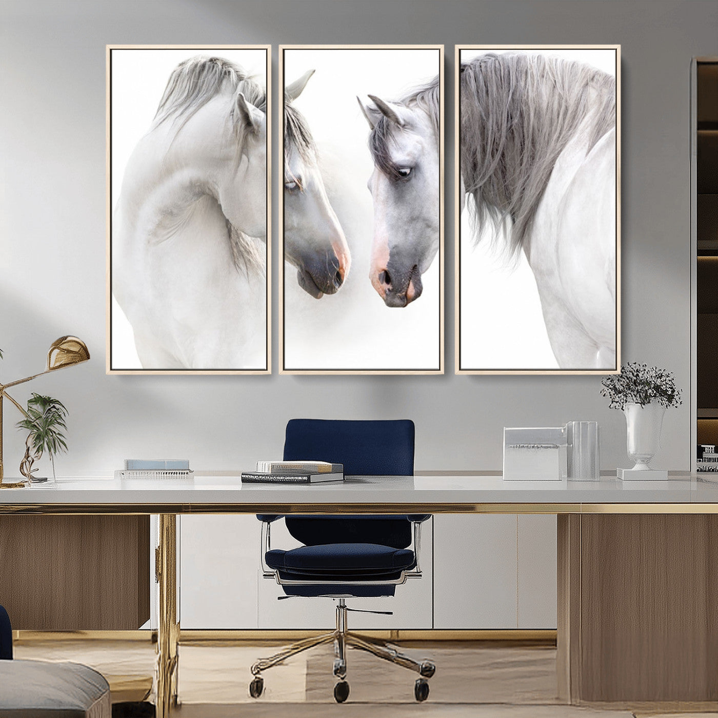 -White Horse Wall Art Animal Canvas Print