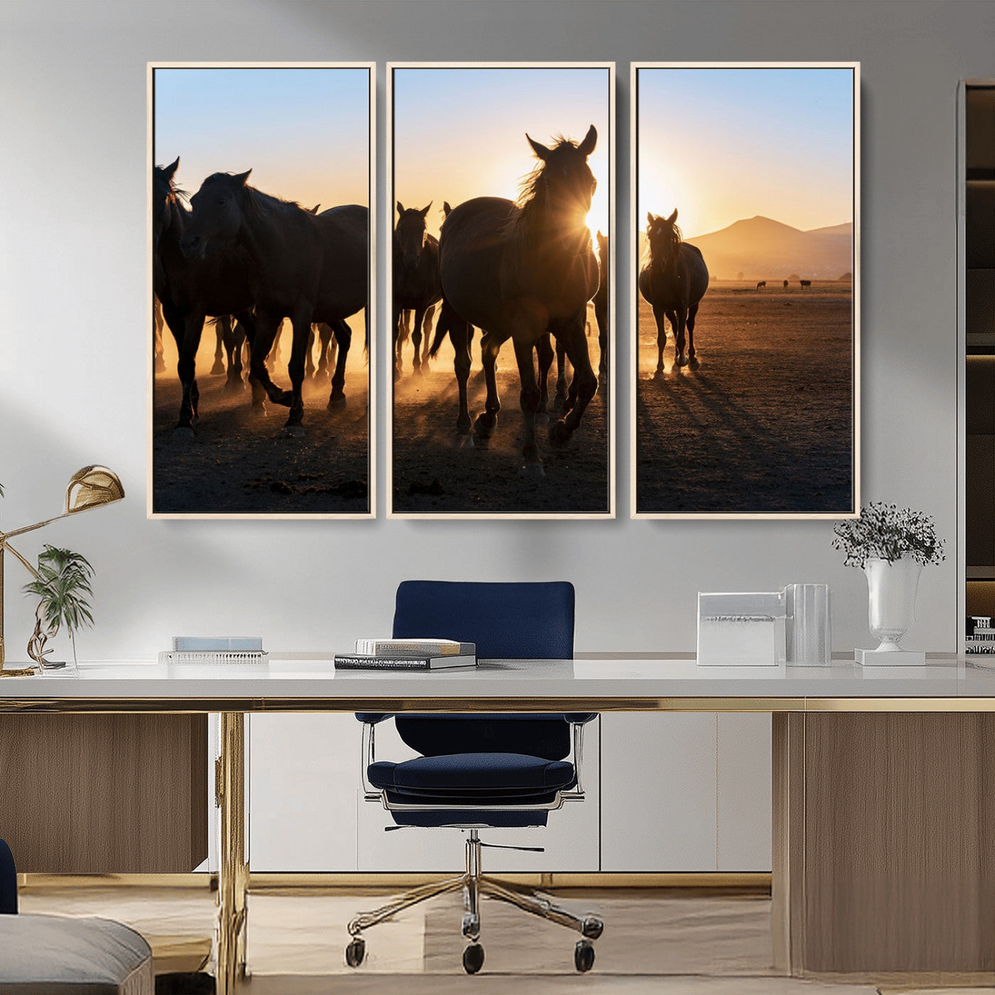 -Horse Herd Wall Art Animal Canvas Print