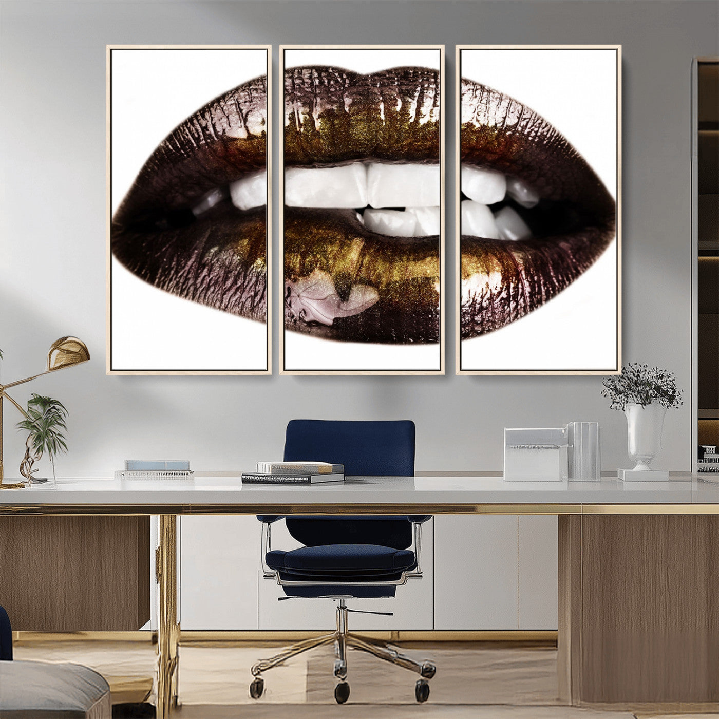 67580-MGV-FC-48X32-3P_Natural-Close Up Lips Wall Art Canvas Print