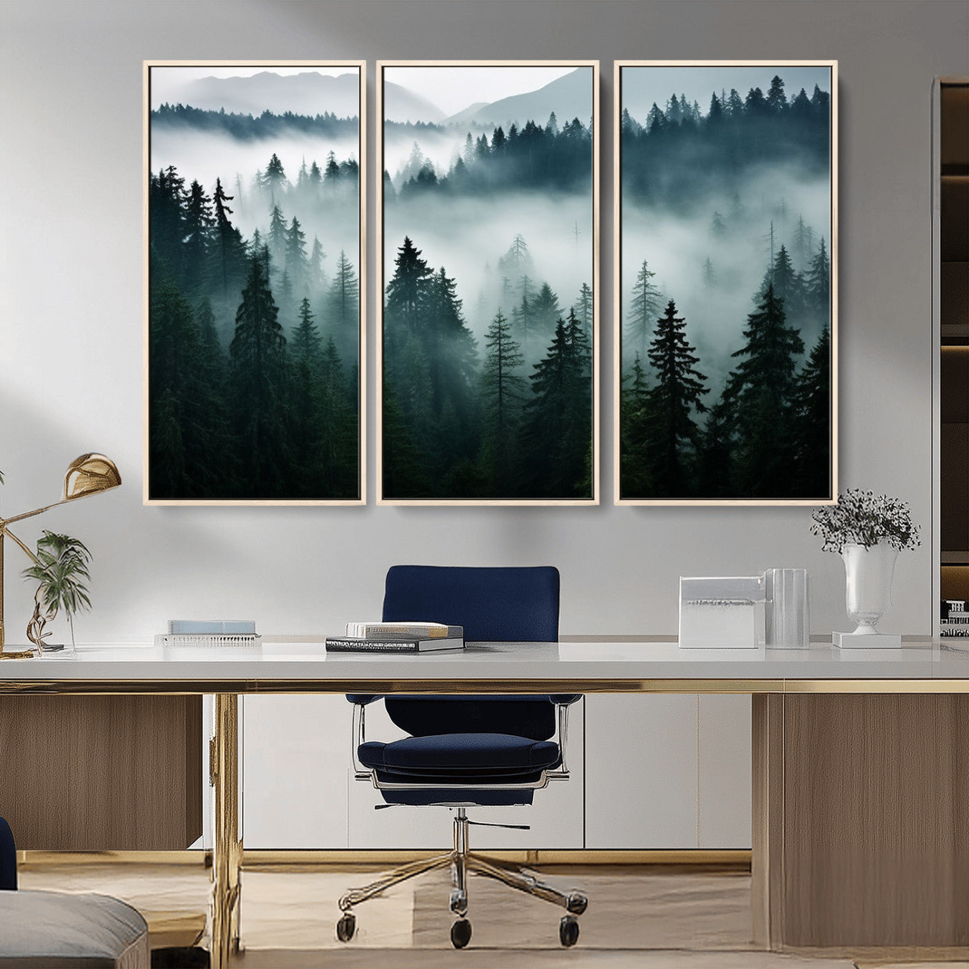 -Captivating Misty Forest Wall Art Canvas, Premium Canvas Print a Foggy and Serene Atmosphere
