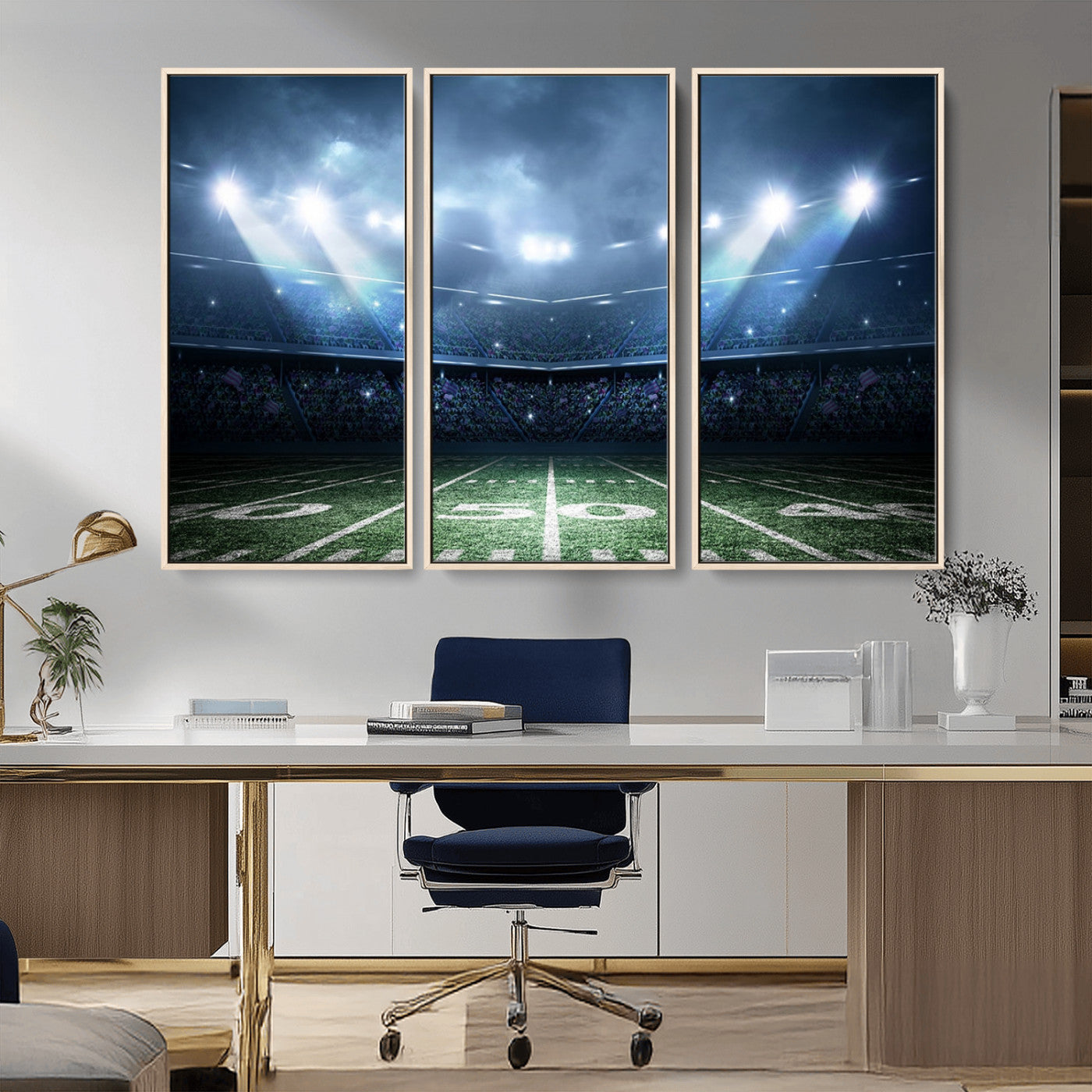 74741-MGV-FC-48X32-3P_Natural-American Football Stadium Wall Art Canvas, American Football Stadium Canvas Print