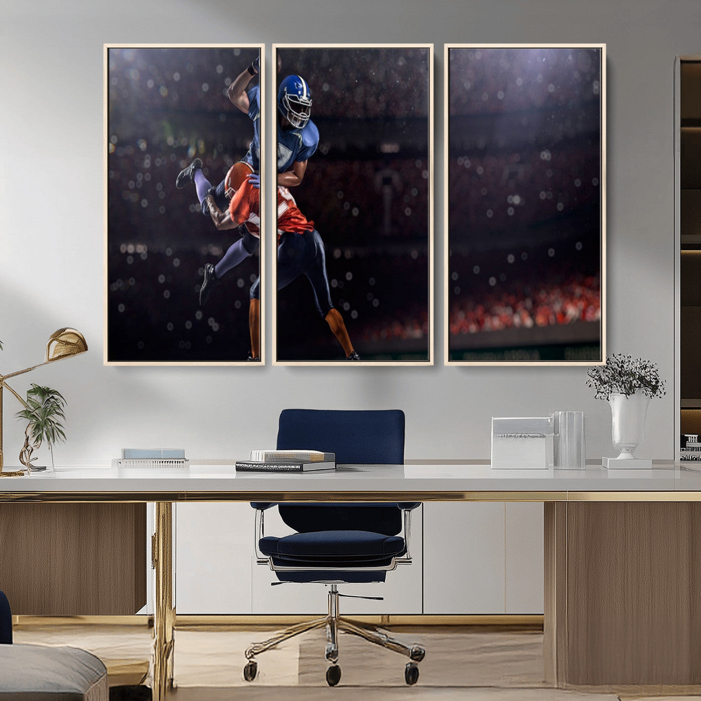 68009-MGV-FC-48X32-3P_Natural-American Football Wall Art Canvas Print, Stadium Sport Wall Art Print