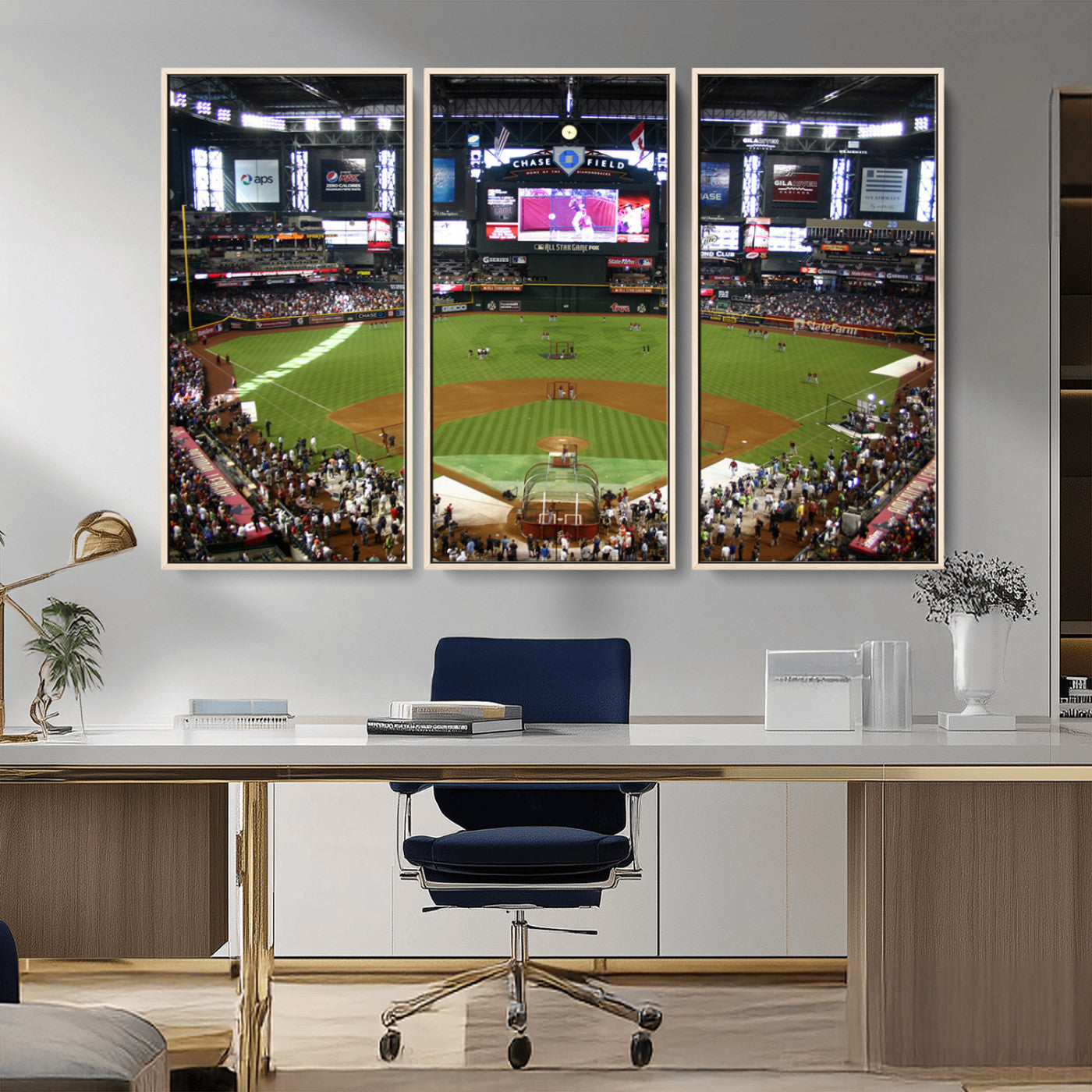 91630-MGV-CV-36X24-Arizona Diamondbacks Baseball Team Print - Phoenix Chase Field Baseball Stadium Wall Art Canvas