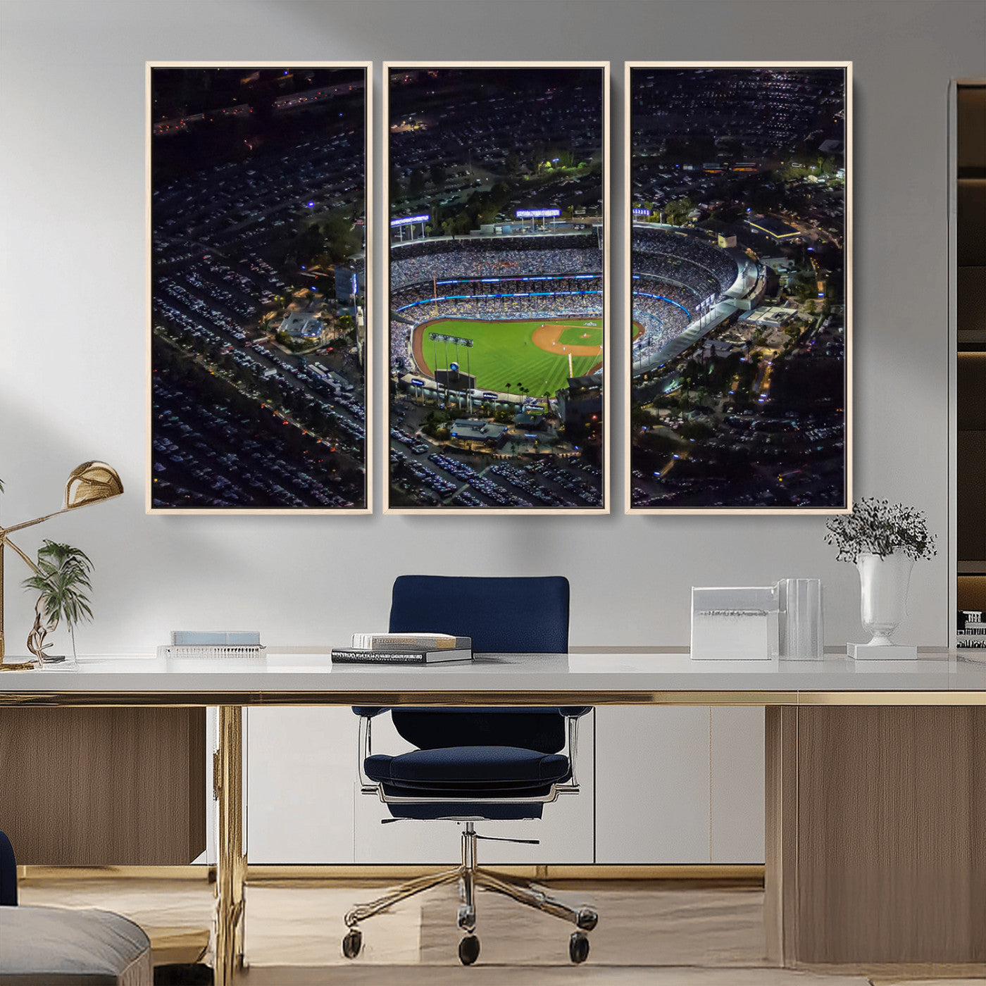 20932-MGV-FC-48X32-3P_Natural-Los Angeles Dodgers Dodger Stadium Wall Art Canvas Print - MLB Baseball Stadium