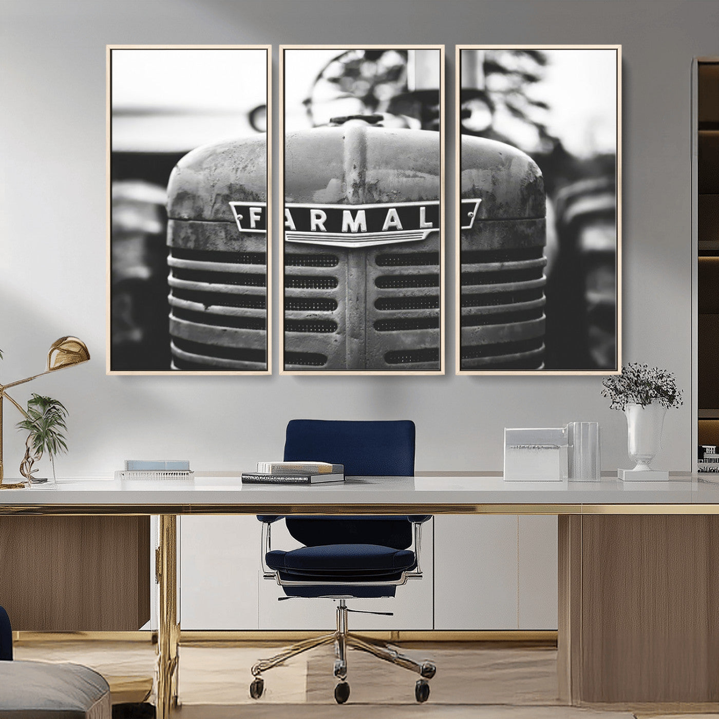 -Vintage Farmall Tractor Wall Art Canvas Print, Rustic Farmhouse Decor Ready to Hang
