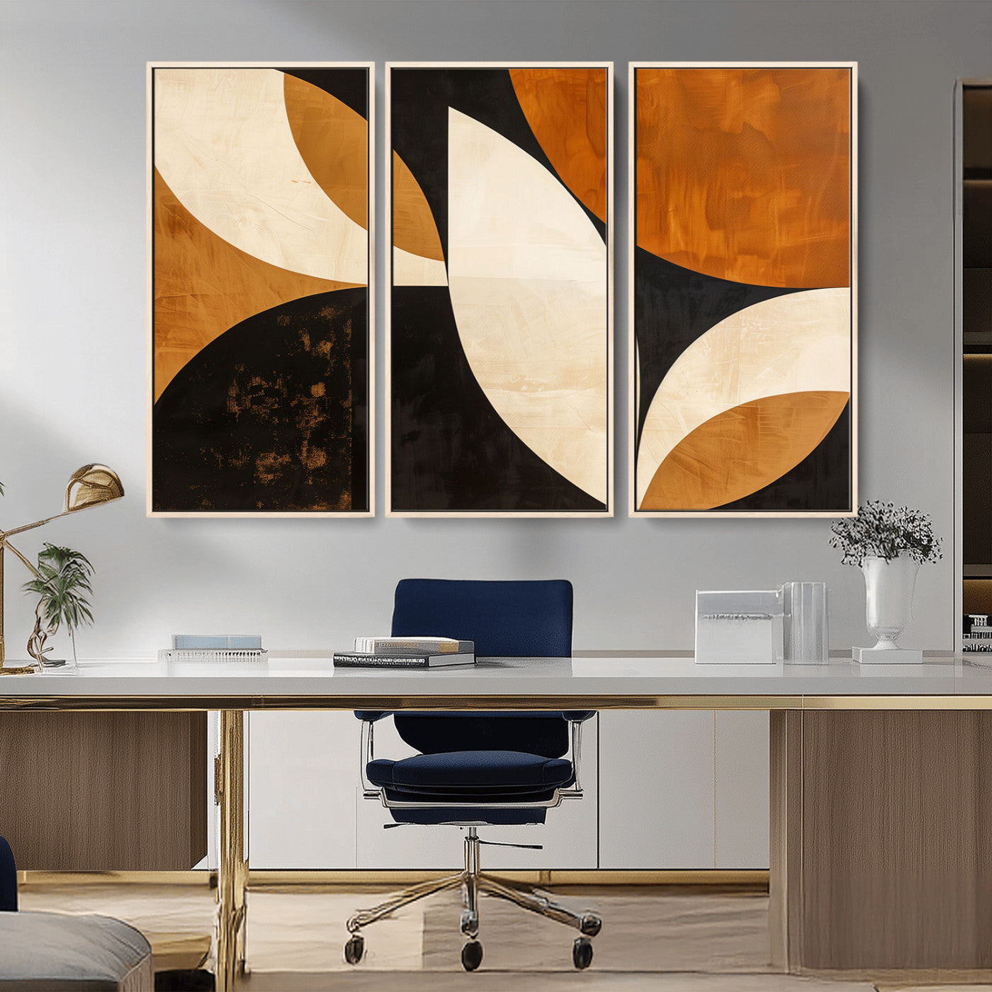 21251-MGV-CV-36X24-Geometric Abstract Wall Art Canvas Print, Mid Century Modern Wall Art Print