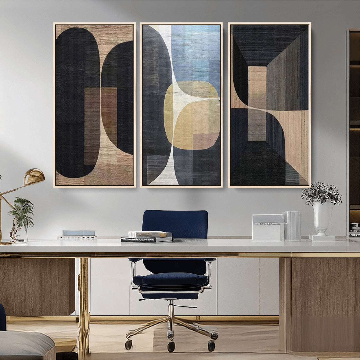 75252-MGV-CV-36X24-Minimalist Wabi Sabi Abstract Geometric Wall Art Canvas Print – Modern Minimalist Shapes – Ready to