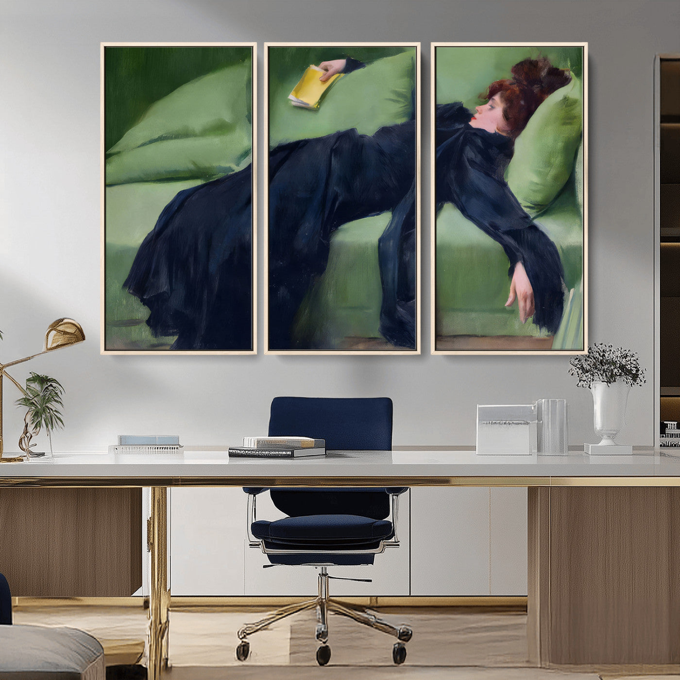 17725-MGV-CV-36X24-Decadent Girl by Ramon Casas Wall Art Canvas Print, Framed Decadent Girl Canvas Print