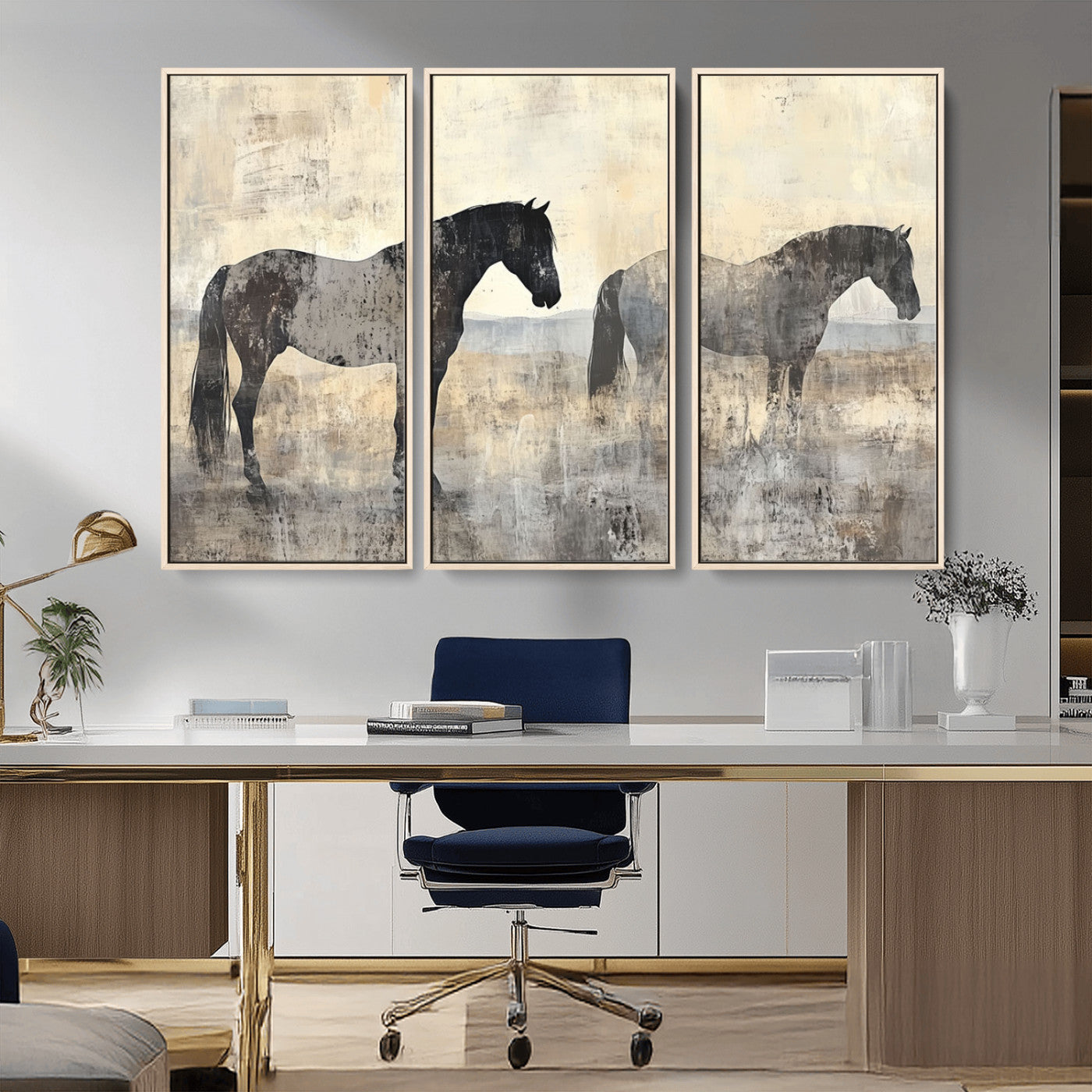 81988-MGV-FC-48X32-3P_Natural-Vintage Horses Wall Art Canvas Print