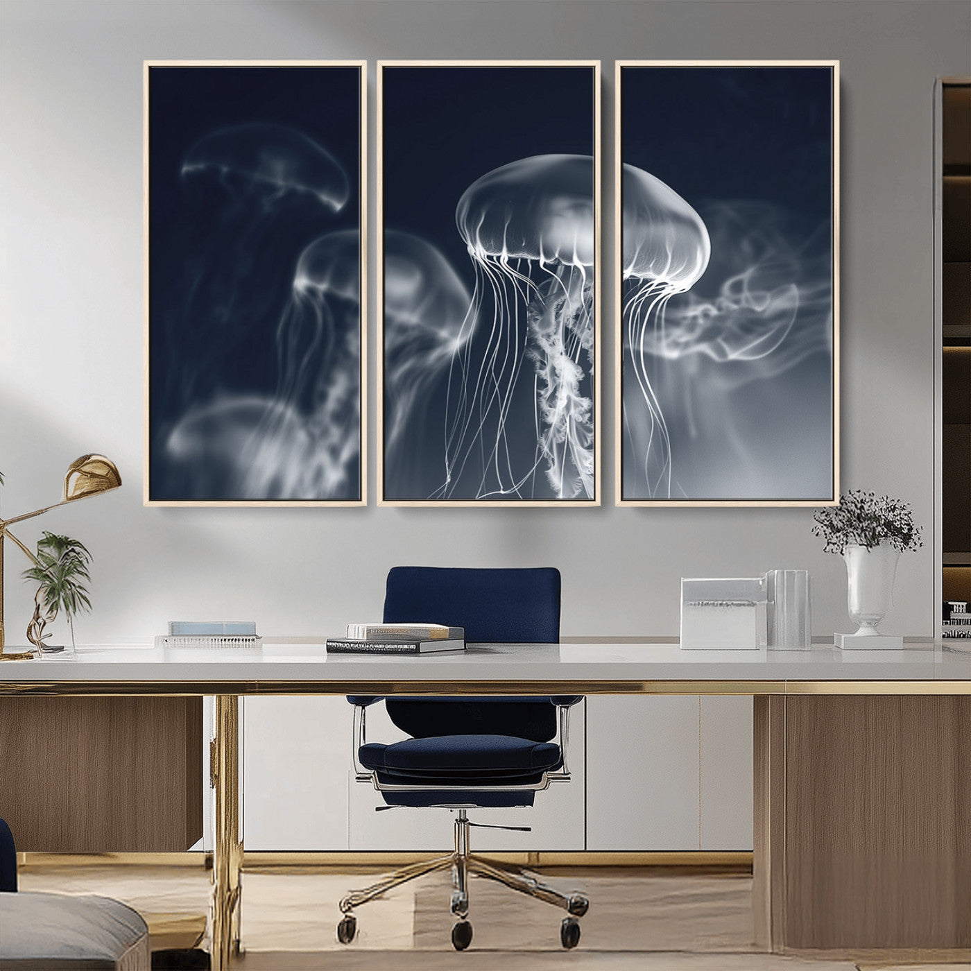 -Jellyfish Wall Art Canvas Print, Modern Abstract Jellyfish Wall Decor